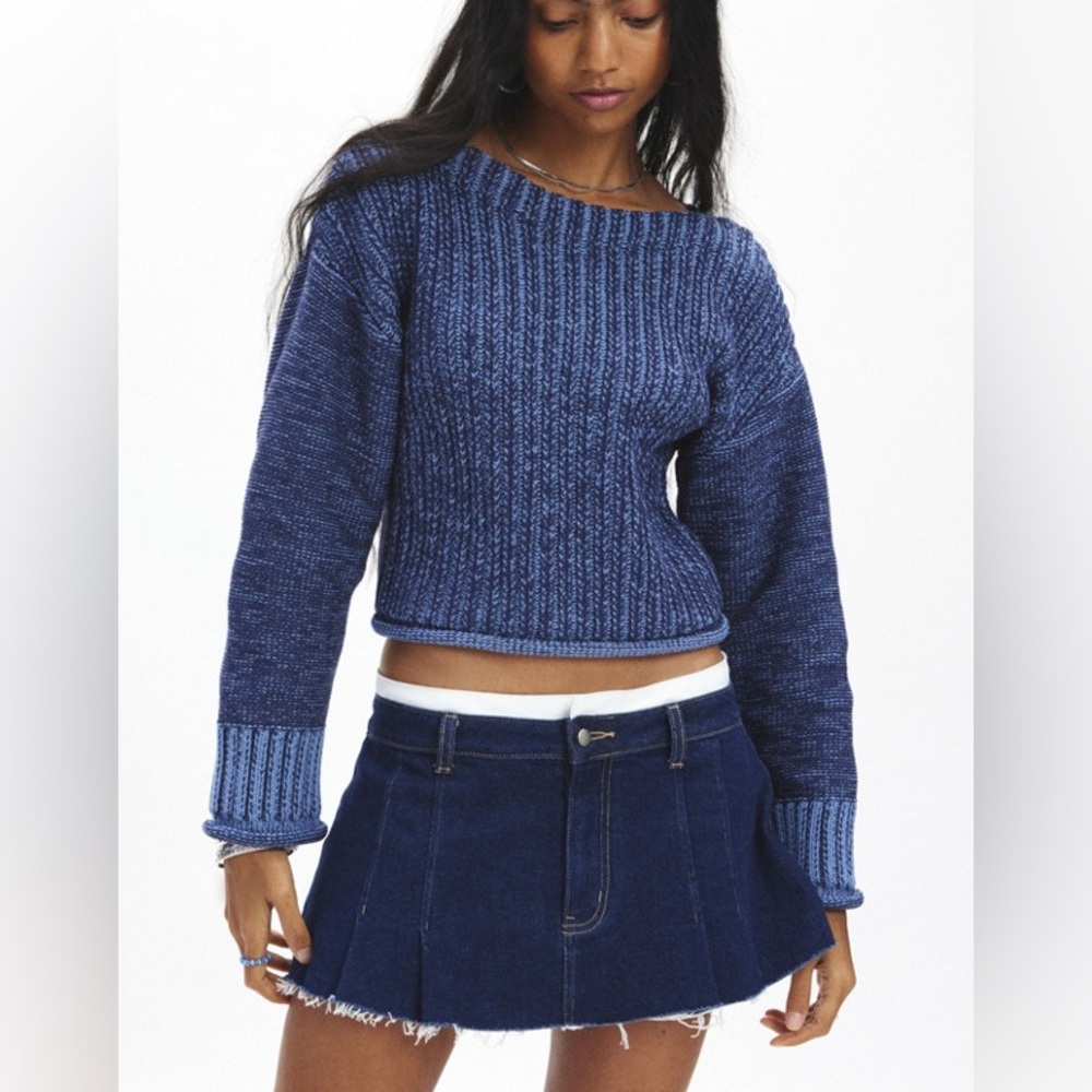 UO Maria Boatneck Pullover Sweater – Blue